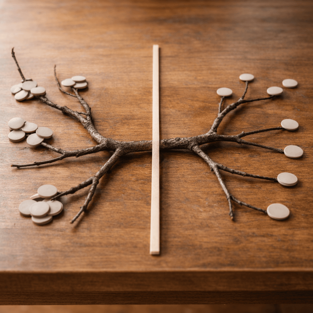 Per stirpes vs per capita concept using a branching tree limb and token distributions