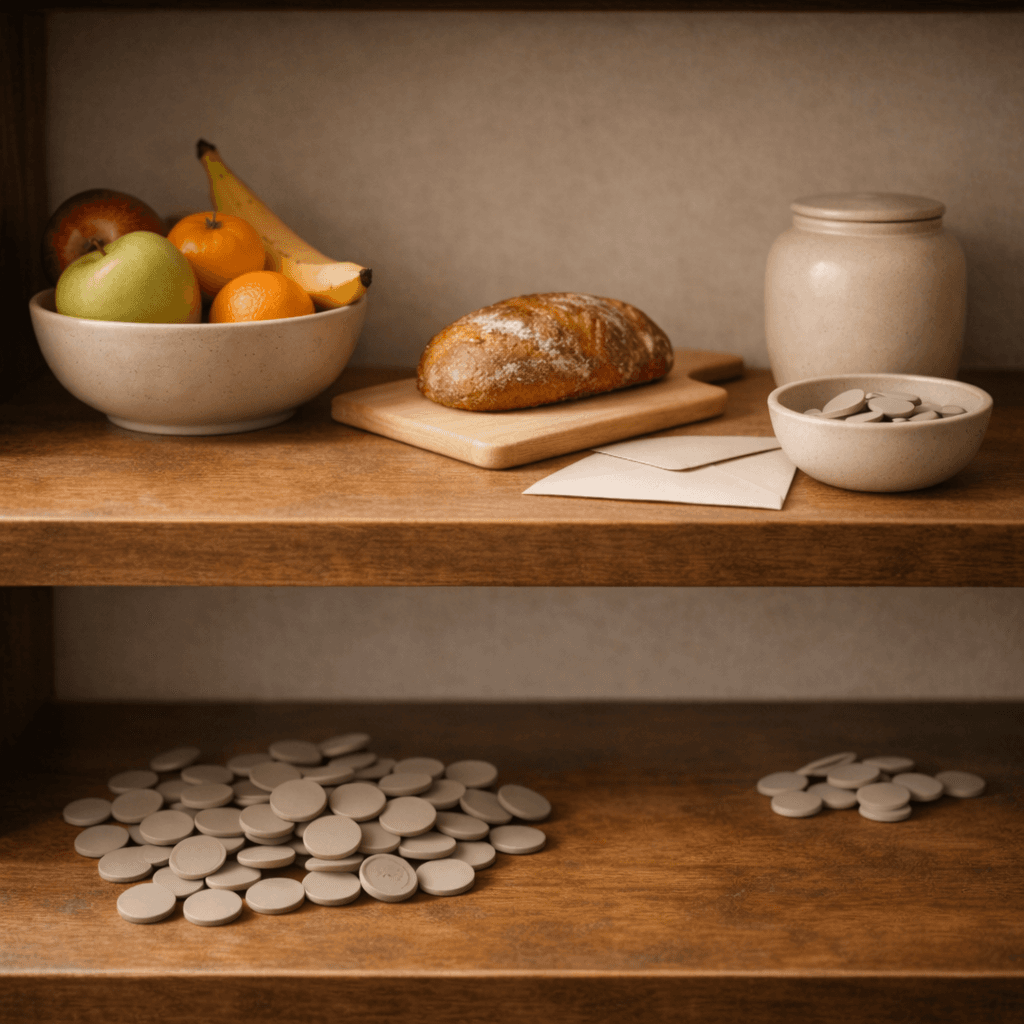 Family allowance concept with reserved token bowl set aside from estate distribution
