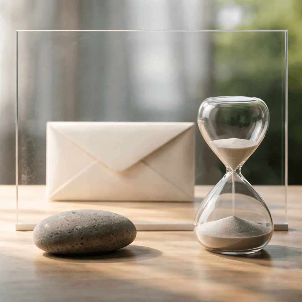 When not to take an inheritance advance concept with envelope behind glass and hourglass