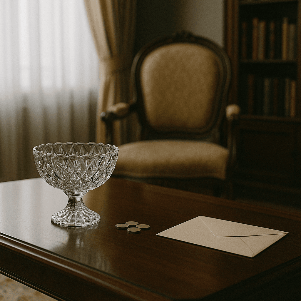 High-value estate low cash concept in luxury room with only a few tokens