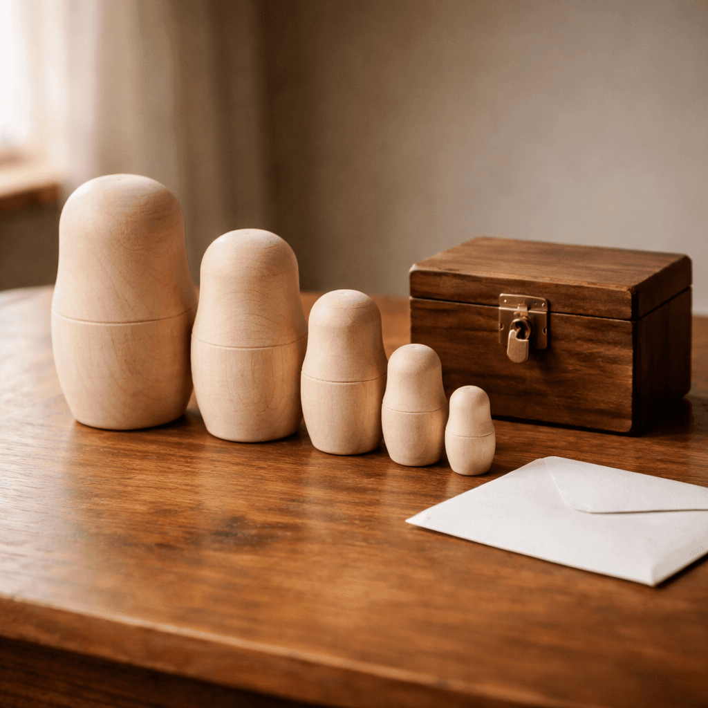 Anti-lapse rules concept using plain nesting dolls showing inheritance passing to family