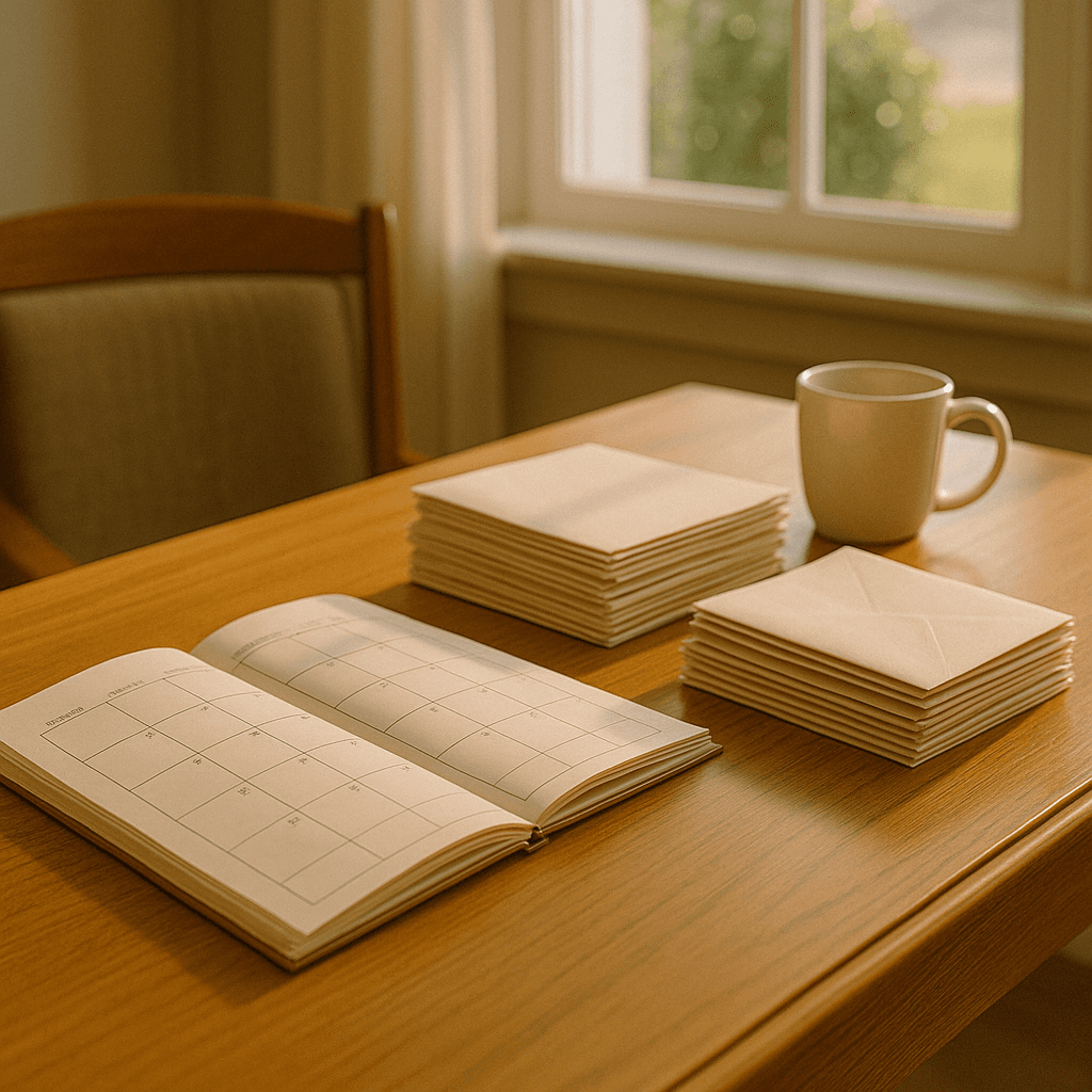 Organized desk and calendar showing reduced stress from fast probate funding