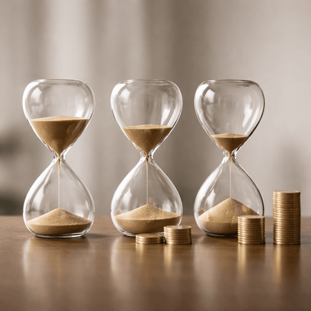 Inheritance advance pricing concept with hourglasses showing why time matters
