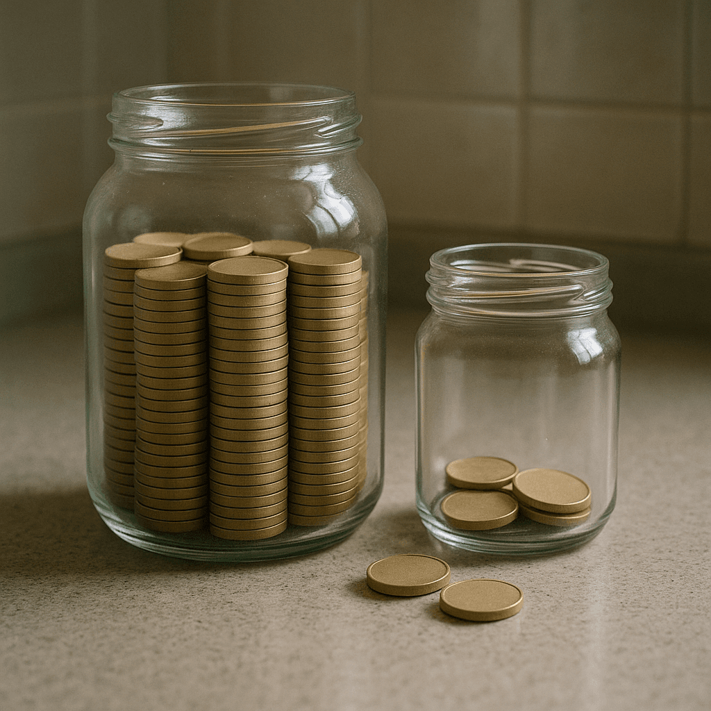 Structured inheritance concept using layered token jars to show early cash options