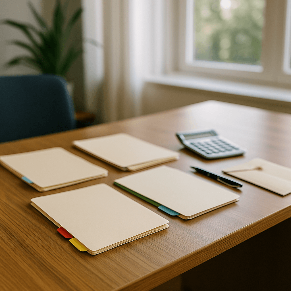 Organized inheritance folders on desk illustrating fairness and how other heirs remain unaffected by an inheritance advance