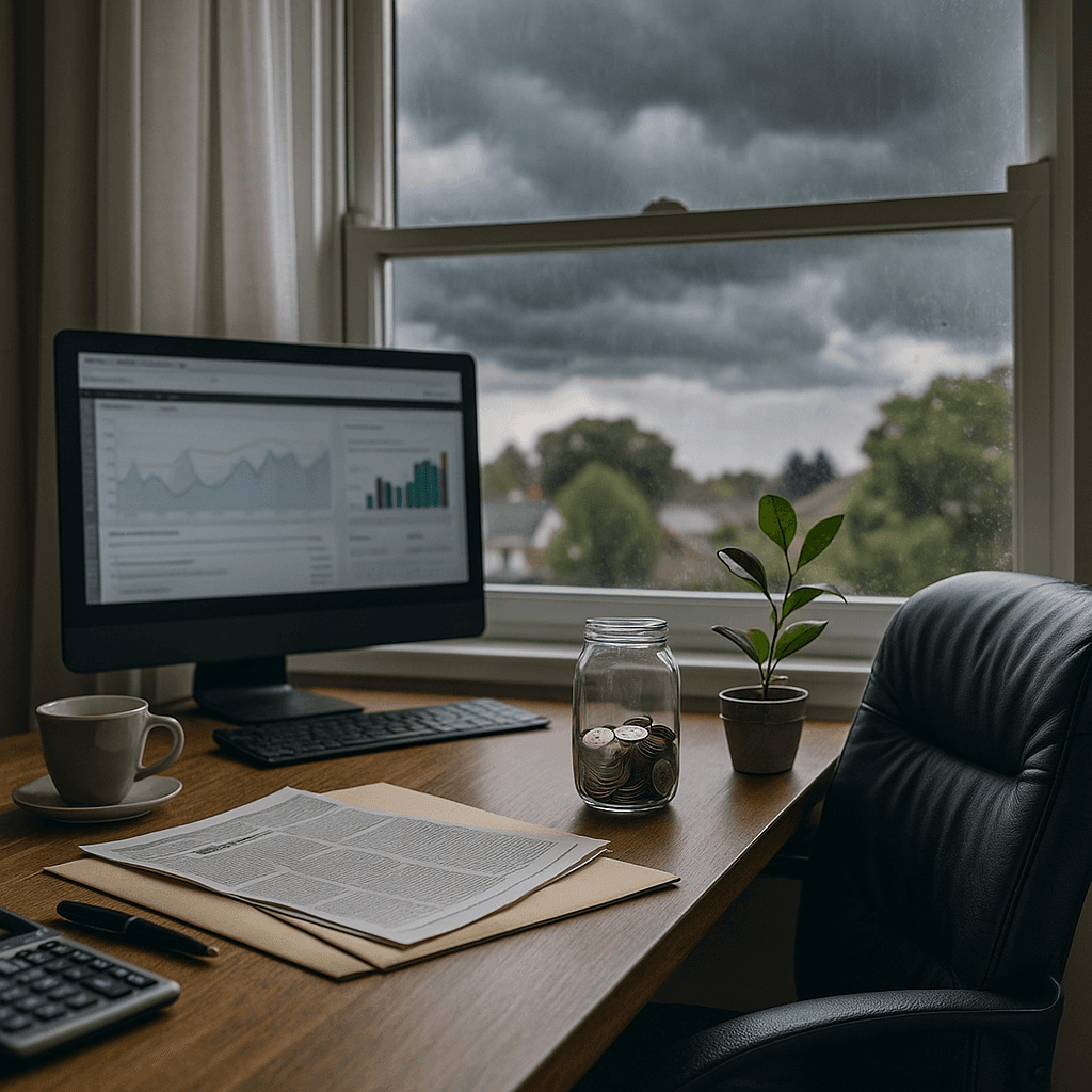 Office desk scene symbolizing financial planning and managing inheritance during an economic downturn.
