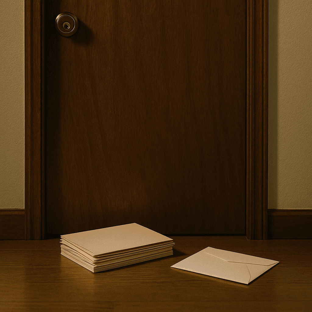 Executor opposes inheritance advance concept shown by locked door and unopened file.