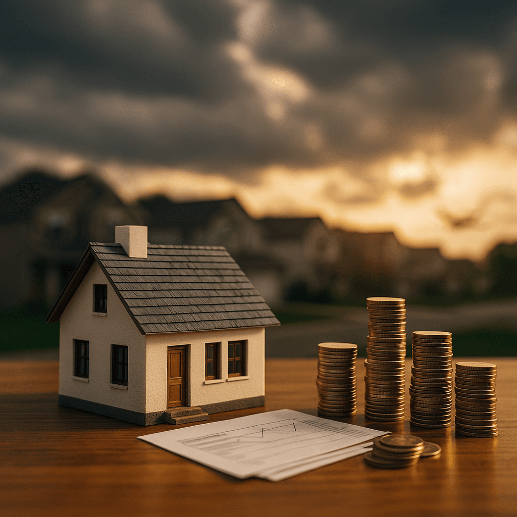 Model house and coins illustrating