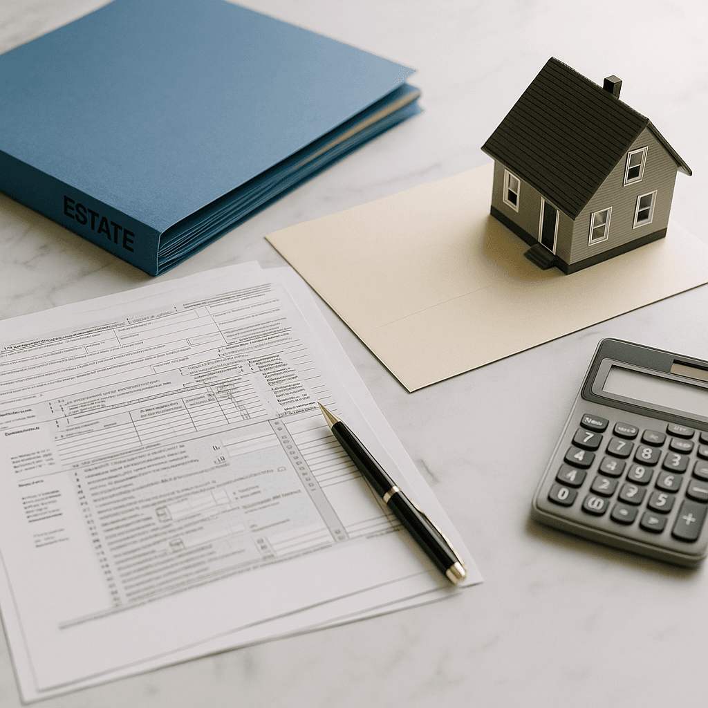 Tax preparation desk symbolizing smart estate tax management with probate advances.
