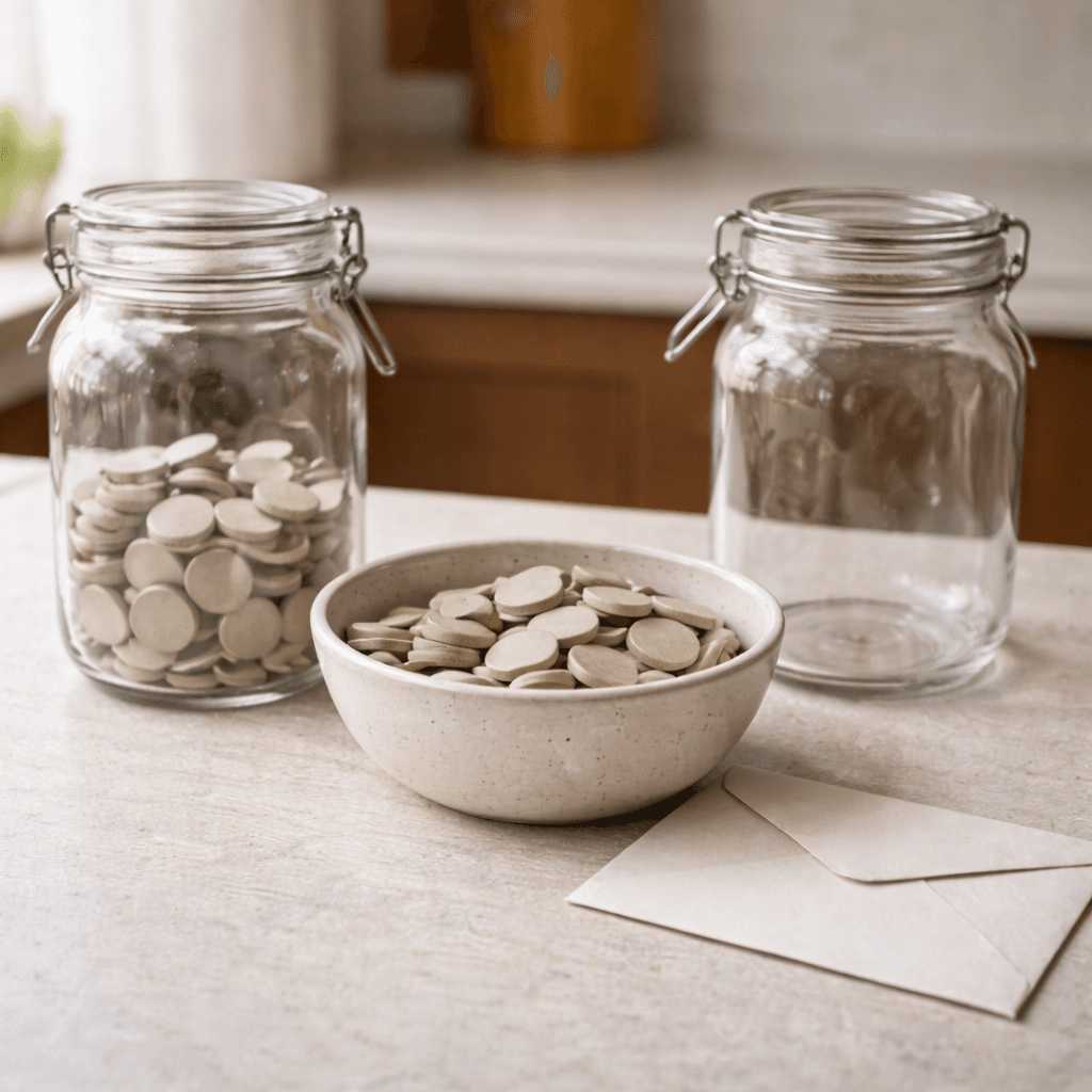 Advancements hotchpot concept with token jars showing lifetime gifts reducing inheritance shares